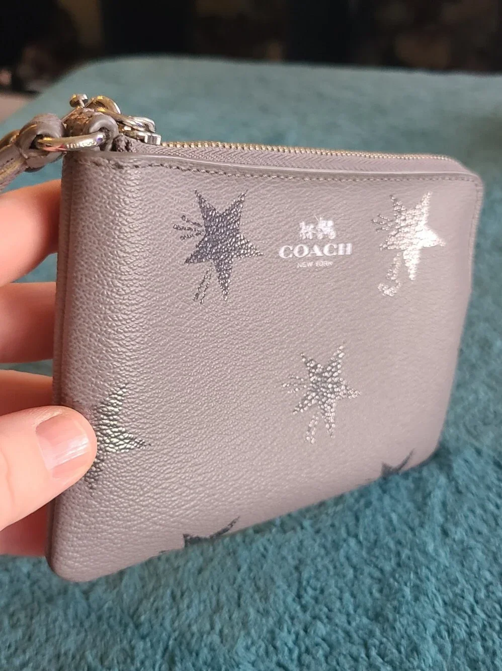 Coach Gray Star Zip Wristlet